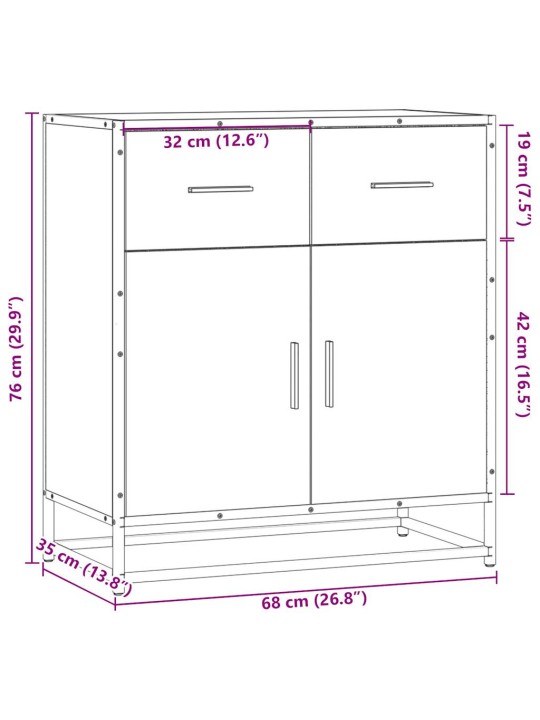 Senkki ruskea tammi 68x35x76 cm tekninen puu