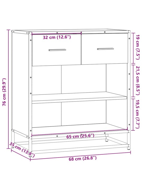 Senkki ruskea tammi 68x35x76 cm tekninen puu