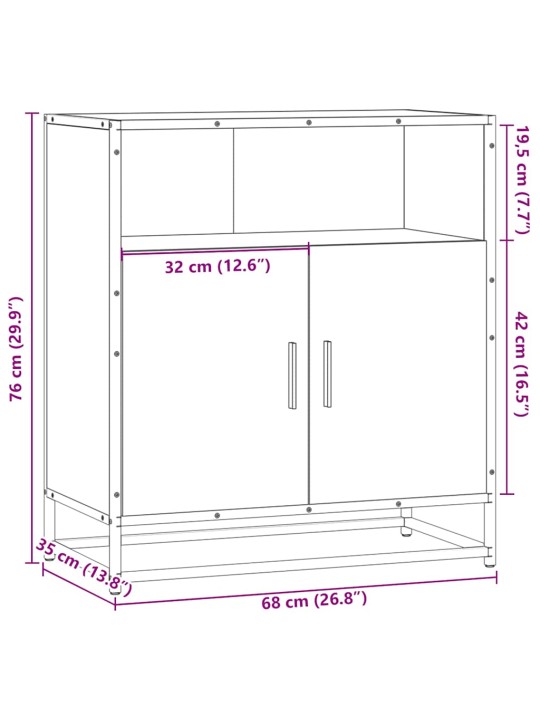 Senkki ruskea tammi 68x35x76 cm tekninen puu