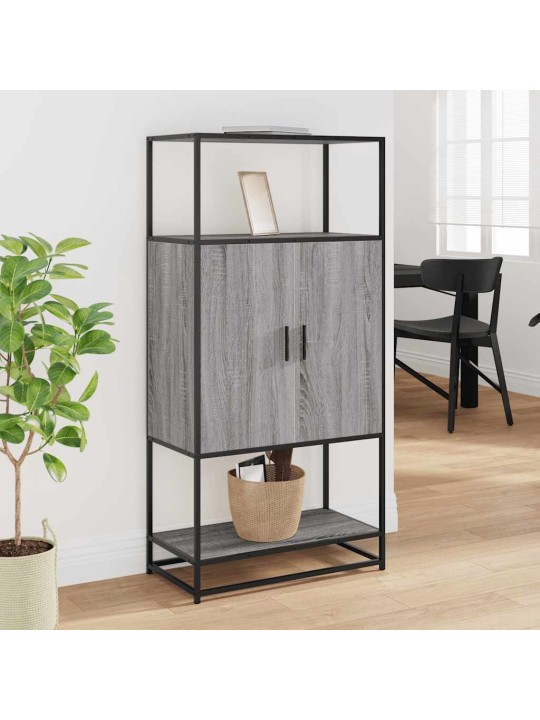 Highboard harmaa sonoma 68x35x139 cm suunniteltu puu ja metalli