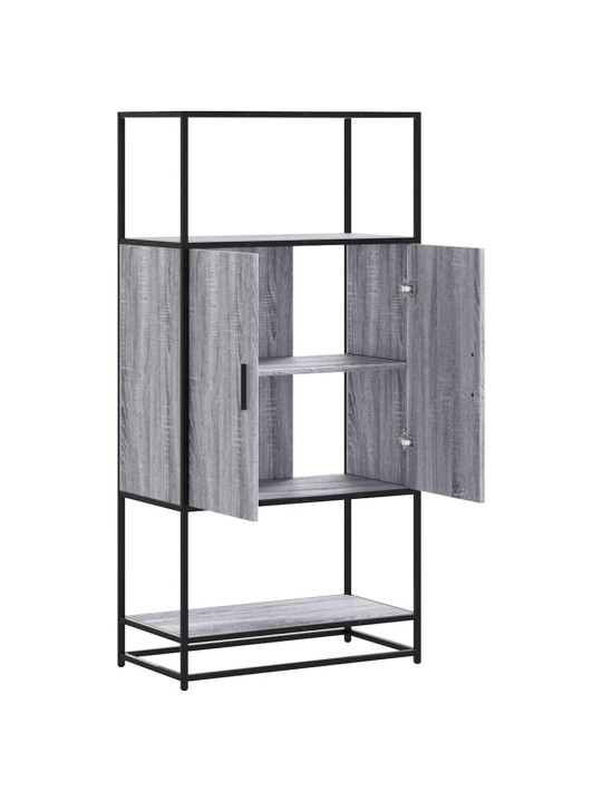 Highboard harmaa sonoma 68x35x139 cm suunniteltu puu ja metalli