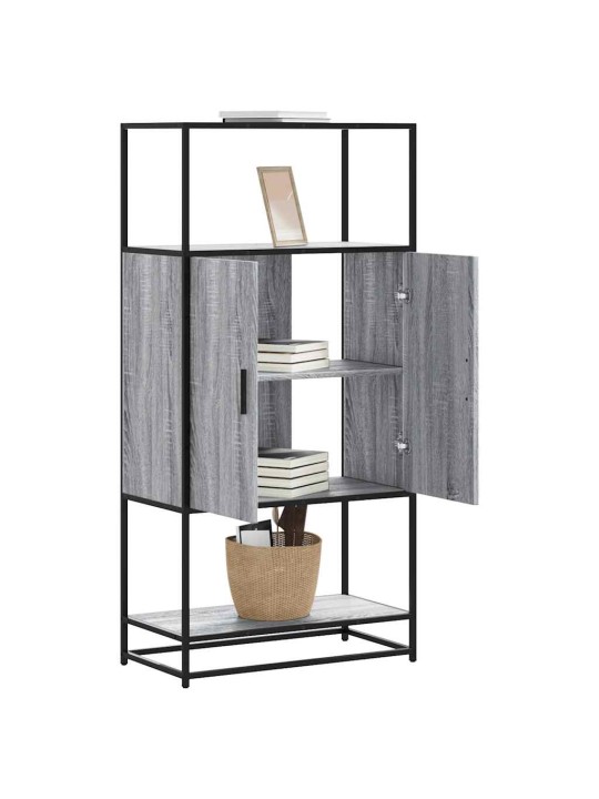 Highboard harmaa sonoma 68x35x139 cm suunniteltu puu ja metalli