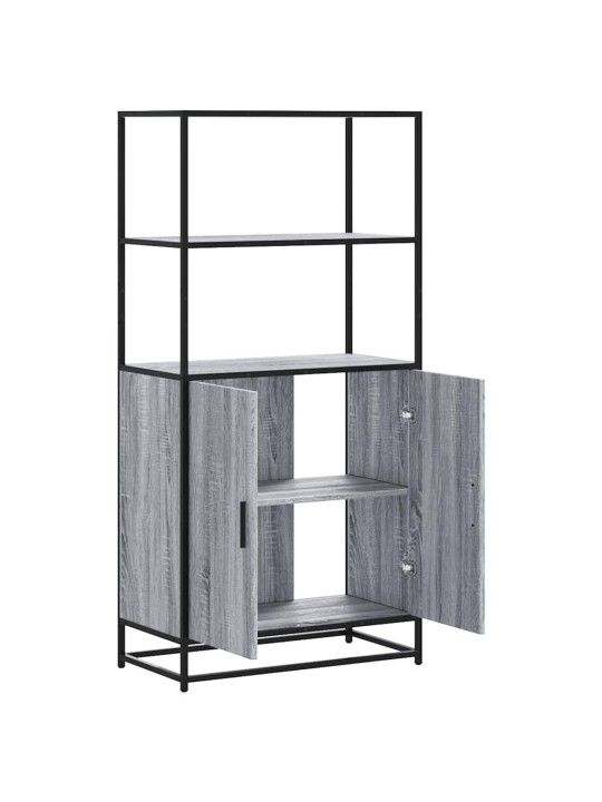 Highboard harmaa sonoma 68x35x139 cm suunniteltu puu ja metalli