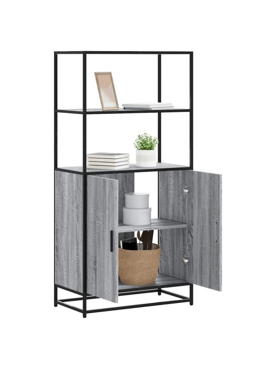 Highboard harmaa sonoma 68x35x139 cm suunniteltu puu ja metalli