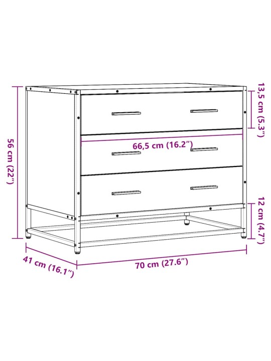 Laatikkokaappi savustettu tammi 70x41x56 cm engineered wood