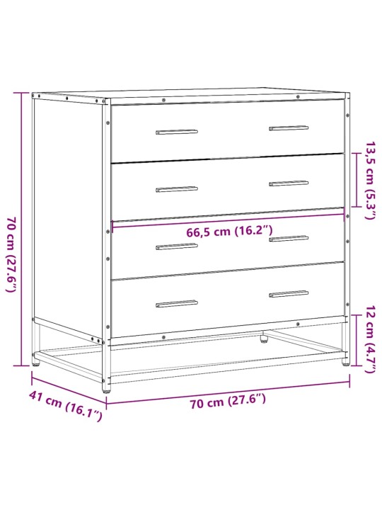 Laatikkokaappi savustettu tammi 70x41x70 cm engineered wood