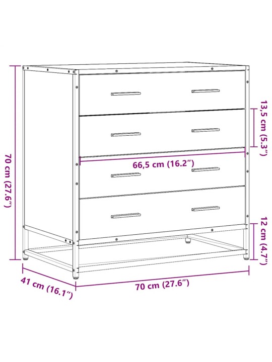 Laatikosto harmaa sonoma 70x41x70 cm tekninen puu