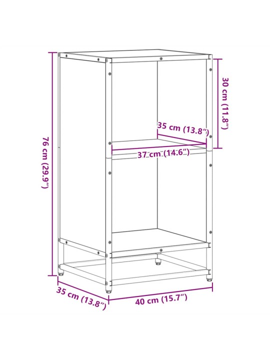Kirjakaappi savustettu tammi 40x35x76 cm engineered wood