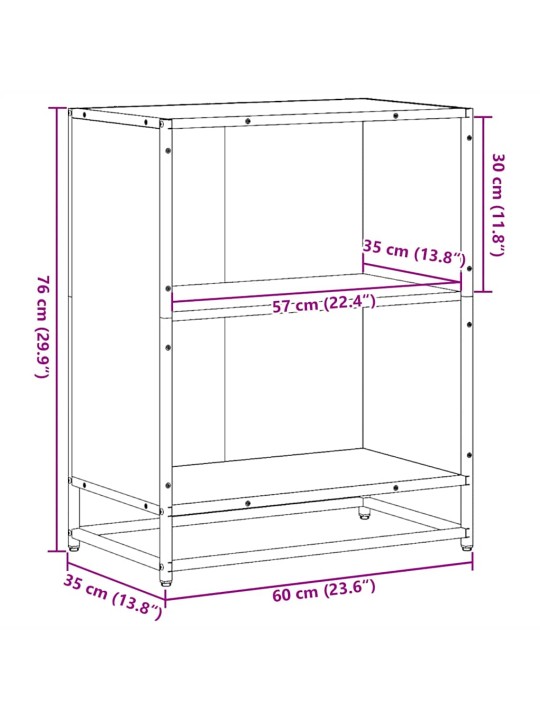 Kirjakaappi savustettu tammi 60x35x76 cm engineered wood
