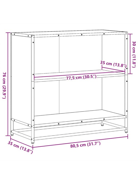 Kirjahylly musta 80,5x35x76 cm lastulevy