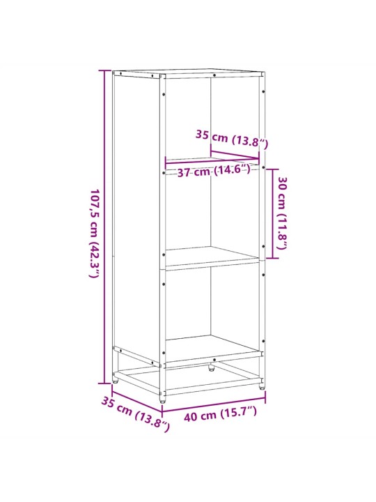 Kirjakaappi harmaa sonoma 40x35x107,5 cm engineered wood