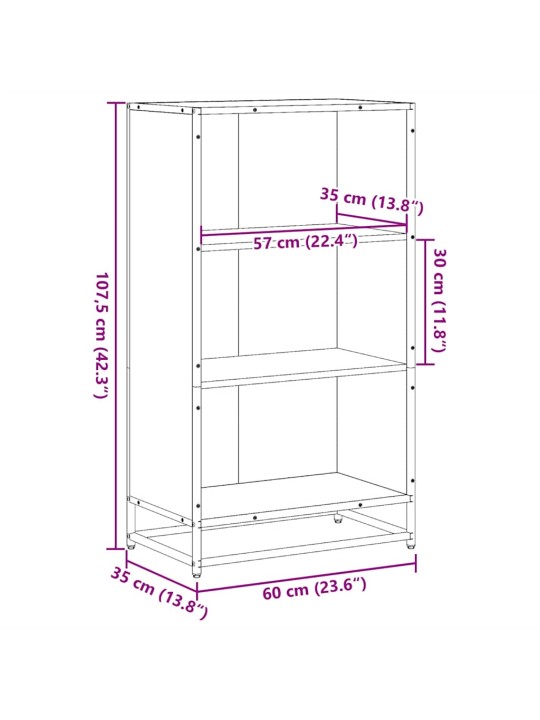 Kirjakaappi musta 60x35x107,5 cm engineered wood