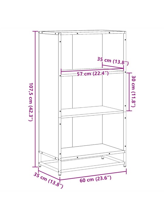 Kirjakaappi ruskea tammi 60x35x107,5 cm engineered wood