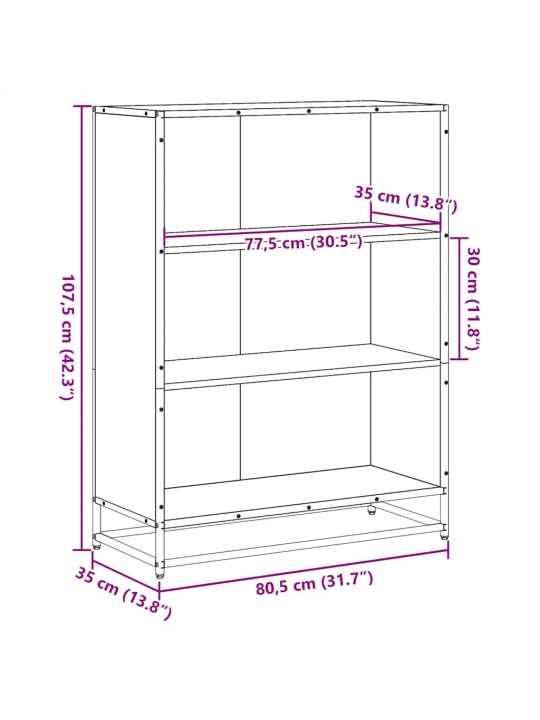 Kirjahylly sonoma-tammi 80,5x35x107,5 cm lastulevy