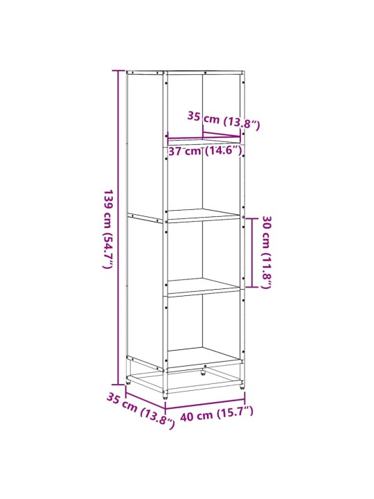 Kirjakaappi musta 40x35x139 cm engineered wood