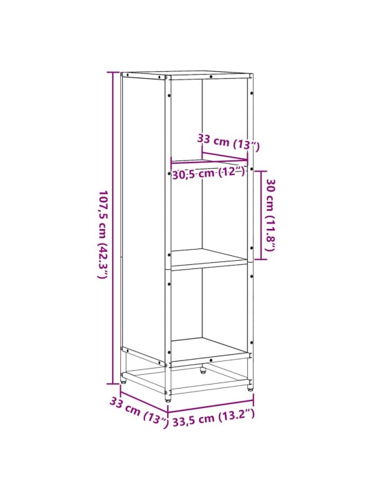 Kirjakaappi harmaa sonoma 33,5x33x107,5 cm engineered wood