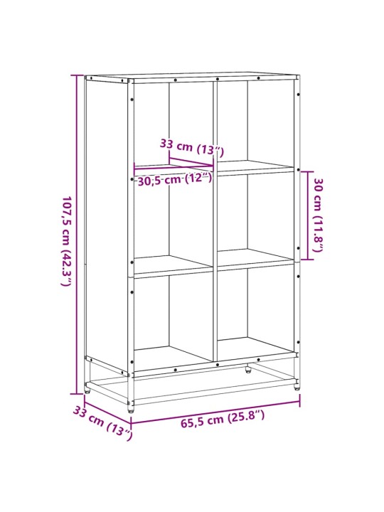 Kirjakaappi musta 65,5x33x107,5 cm engineered wood