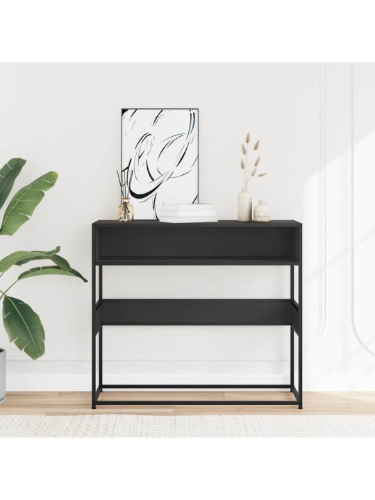 Konsolipöytä musta 90x35x80 cm tekninen puu
