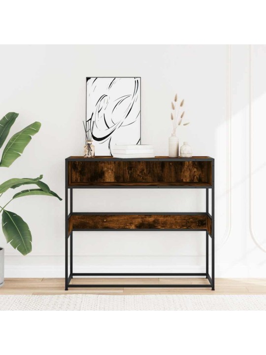 Konsolipöytä savustettu tammi 90x35x80 cm tekninen puu