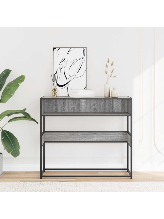 Konsolipöytä harmaa Sonoma 90x35x80 cm tekninen puu