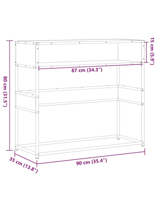 Konsolipöytä harmaa Sonoma 90x35x80 cm tekninen puu