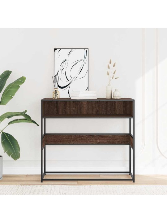 Konsolipöytä ruskea tammi 90x35x80 cm tekninen puu