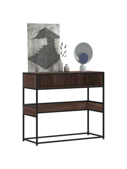 Konsolipöytä ruskea tammi 90x35x80 cm tekninen puu