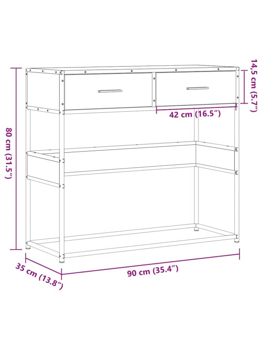 Konsolipöytä musta 90x35x80 cm tekninen puu