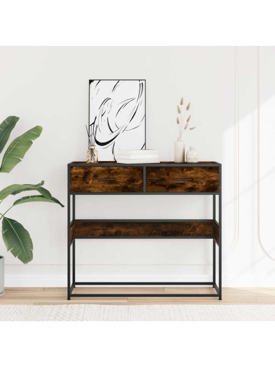 Konsolipöytä savustettu tammi 90x35x80 cm tekninen puu