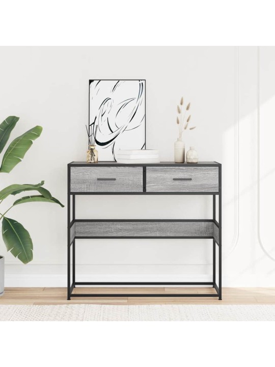 Konsolipöytä harmaa Sonoma 90x35x80 cm tekninen puu