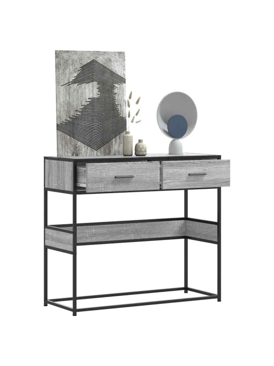 Konsolipöytä harmaa Sonoma 90x35x80 cm tekninen puu