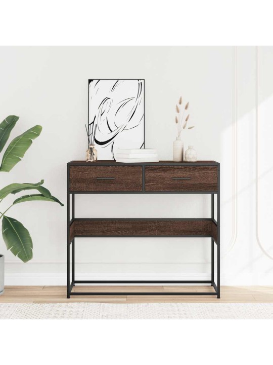 Konsolipöytä ruskea tammi 90x35x80 cm tekninen puu