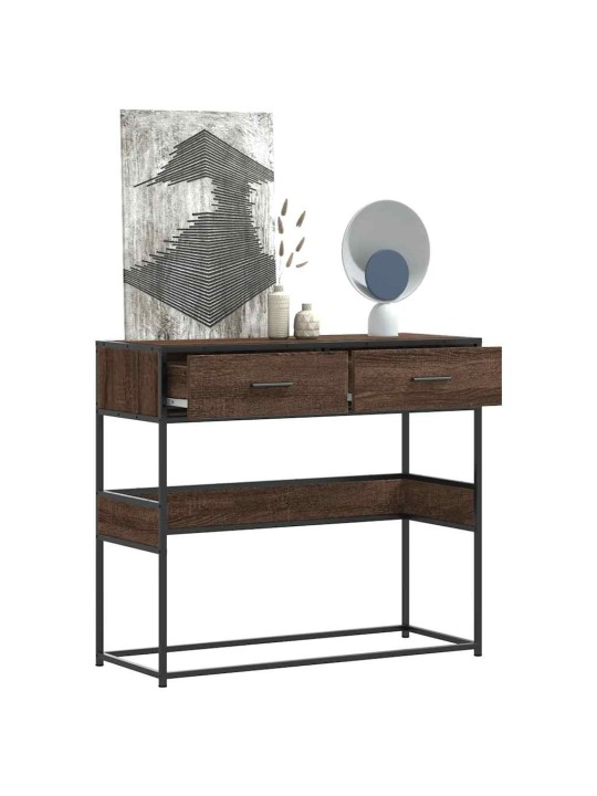 Konsolipöytä ruskea tammi 90x35x80 cm tekninen puu