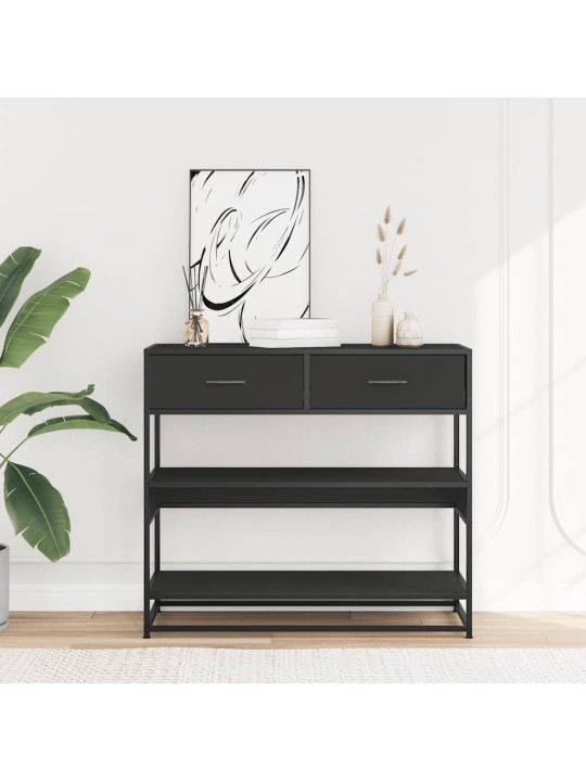 Konsolipöytä musta 90x35x80 cm tekninen puu