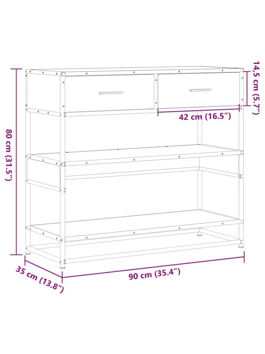 Konsolipöytä musta 90x35x80 cm tekninen puu