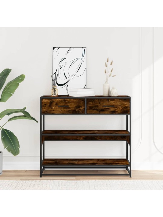 Konsolipöytä savustettu tammi 90x35x80 cm tekninen puu