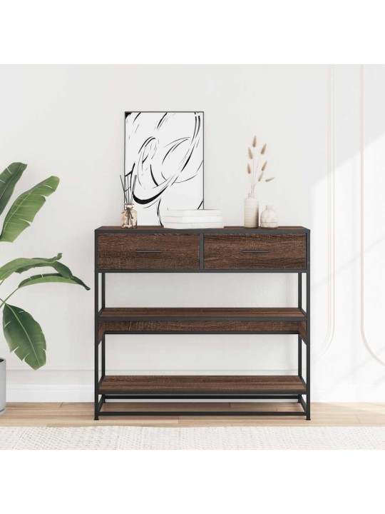Konsolipöytä ruskea tammi 90x35x80 cm tekninen puu