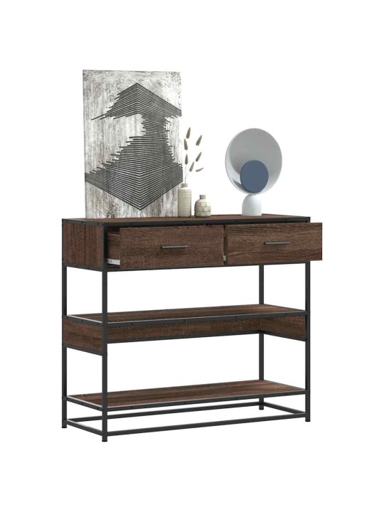Konsolipöytä ruskea tammi 90x35x80 cm tekninen puu