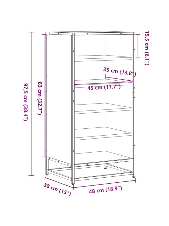 Kenkäteline ruskea tammi 48x38x97,5 cm tekninen puu