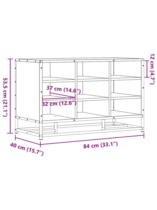 Kenkäpenkki musta 84x40x53,5 cm suunniteltu puu ja metalli