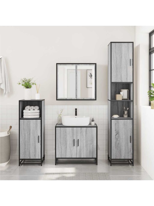 Kylpyhuoneen pesuallaskaappi harmaa sonoma engineered wood