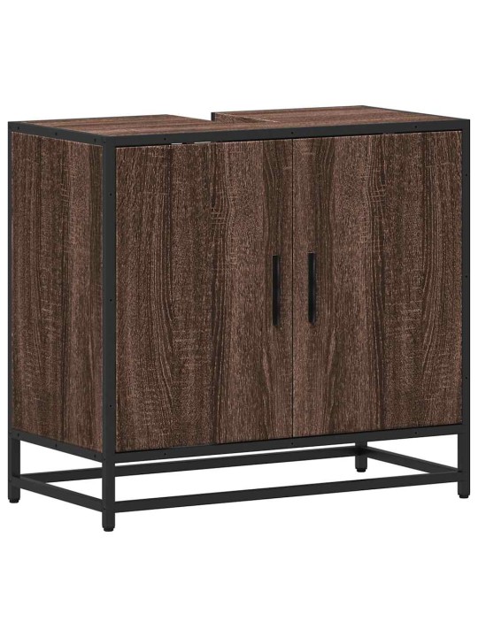 Kylpyhuonekaappi altaalla ruskea tammi 65x33x60 cm tekninen puu