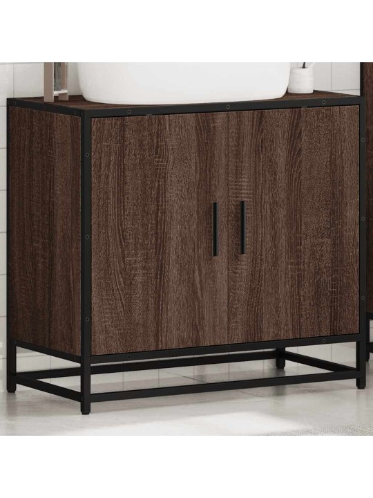Kylpyhuonekaappi altaalla ruskea tammi 65x33x60 cm tekninen puu