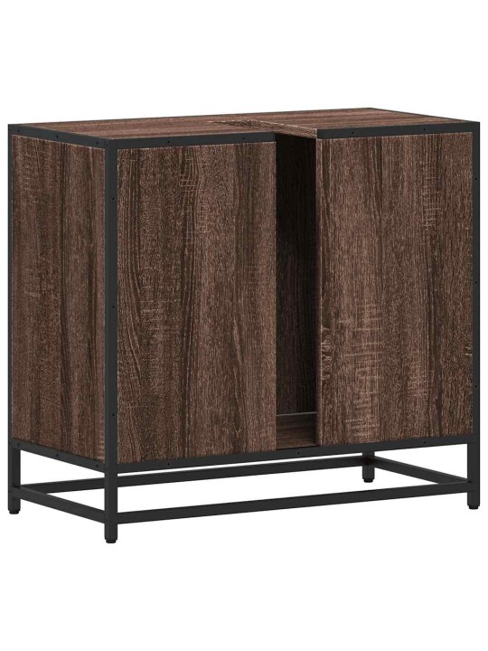 Kylpyhuonekaappi altaalla ruskea tammi 65x33x60 cm tekninen puu