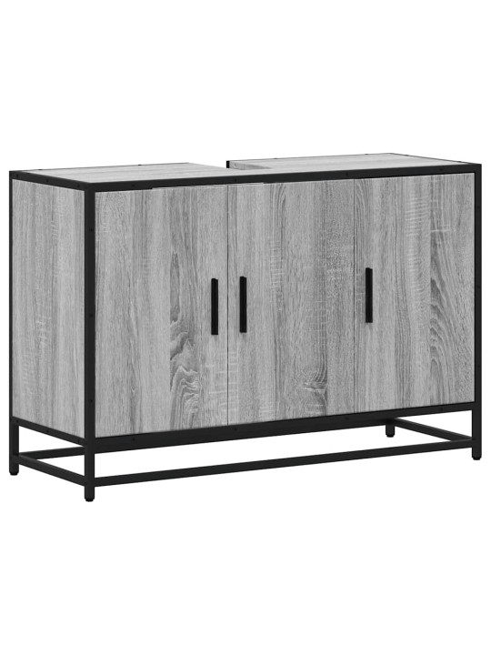 Kylpyhuonekaappi altaalla harmaa sonoma 90x33x60cm tekninen puu
