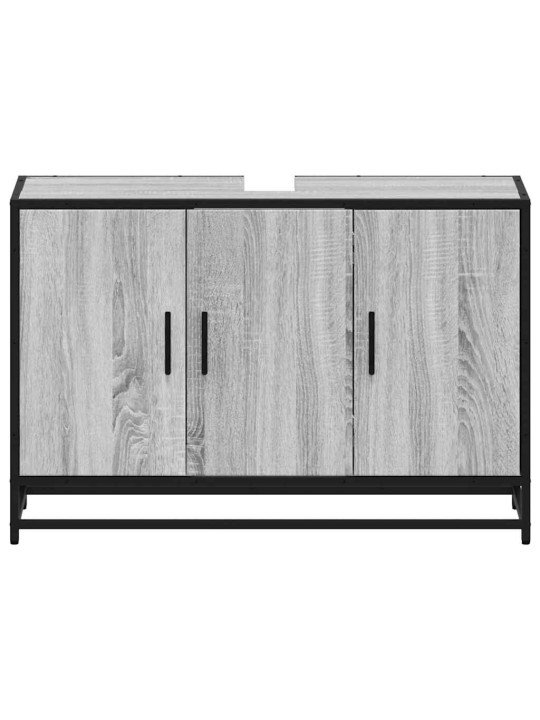 Kylpyhuonekaappi altaalla harmaa sonoma 90x33x60cm tekninen puu