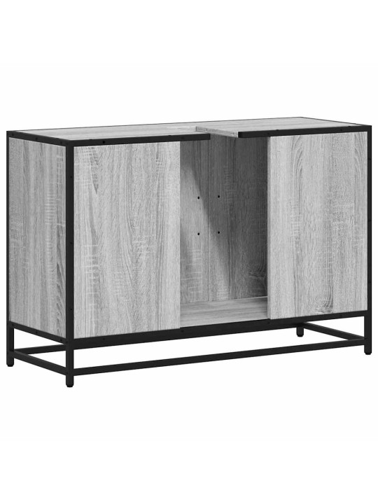 Kylpyhuonekaappi altaalla harmaa sonoma 90x33x60cm tekninen puu