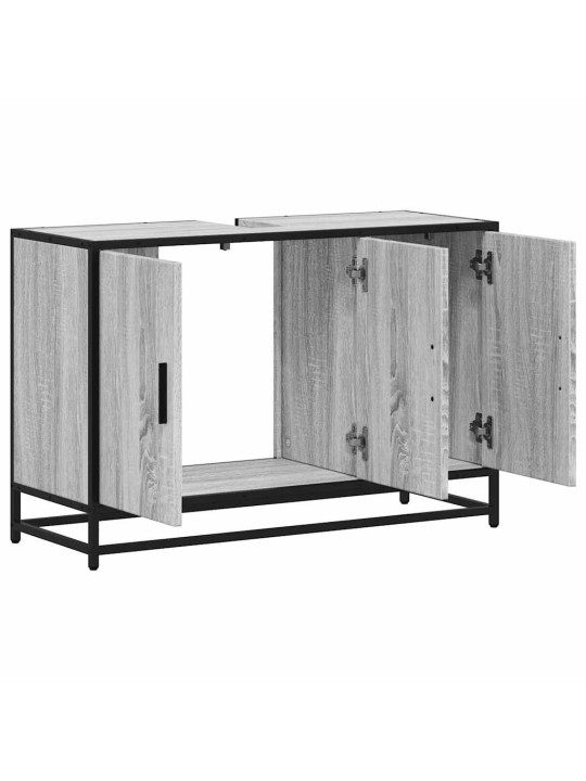Kylpyhuonekaappi altaalla harmaa sonoma 90x33x60cm tekninen puu