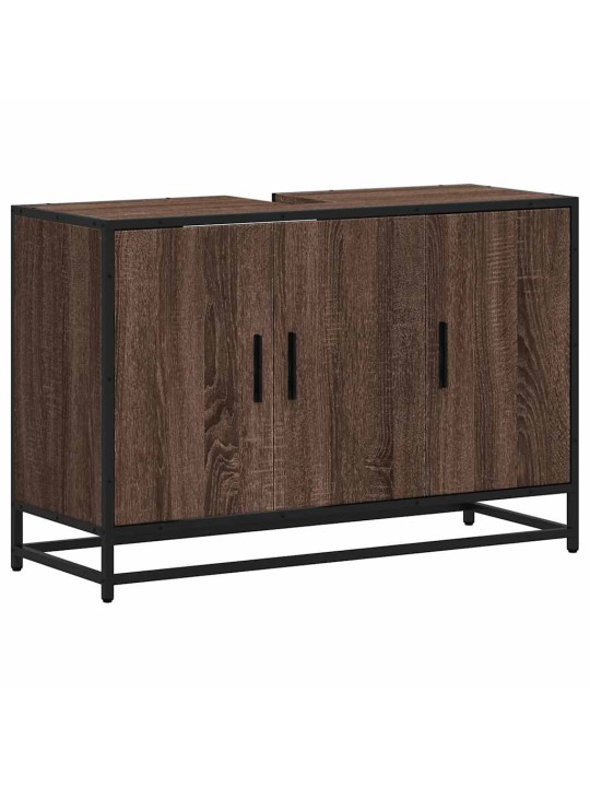 Kylpyhuonekaappi altaalla ruskea tammi 90x33x60 cm tekninen puu