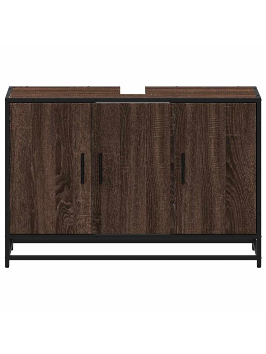 Kylpyhuonekaappi altaalla ruskea tammi 90x33x60 cm tekninen puu
